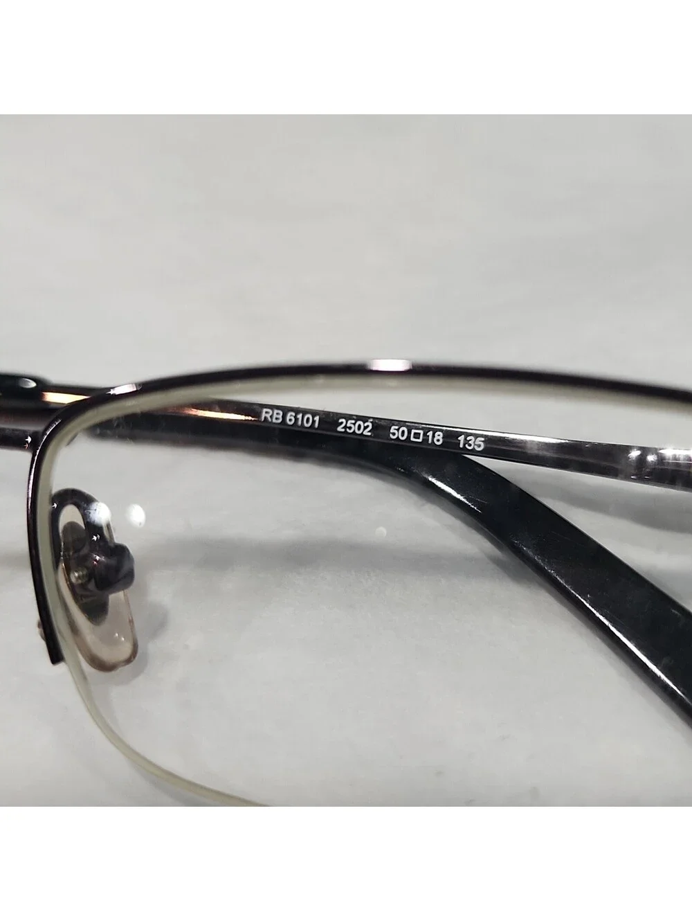Ray Ban RB6101 2502 Gunmetal Half Rim Eyeglasses 50-18 135